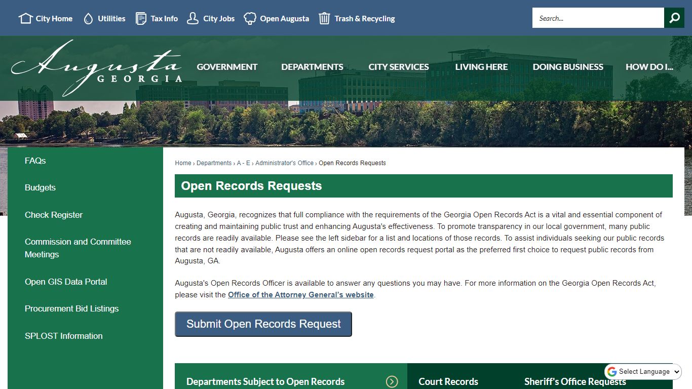 Open Records Requests | Augusta, GA - Official Website