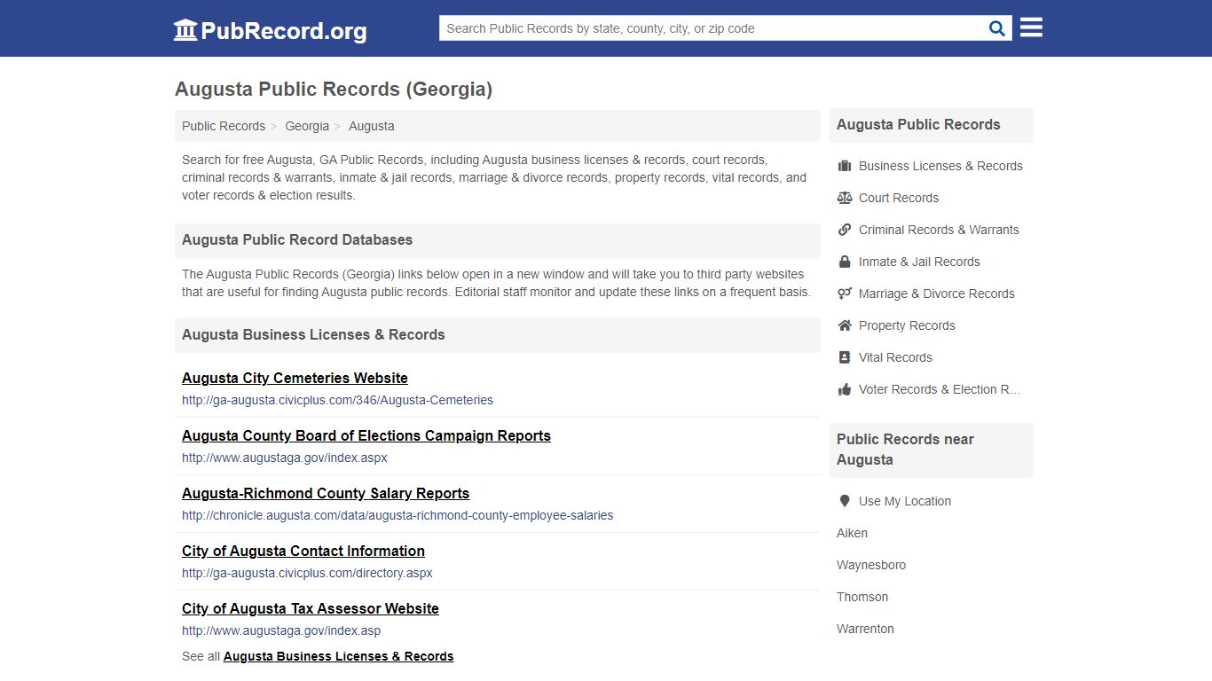 Free Augusta Public Records (Georgia Public Records) - PubRecord.org